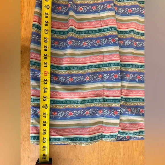 Vintage TALBOTS PETITES PURE silk STRIPED FLORAL BUTTONED Dress Size 8 w/ belt - Picture 7 of 7